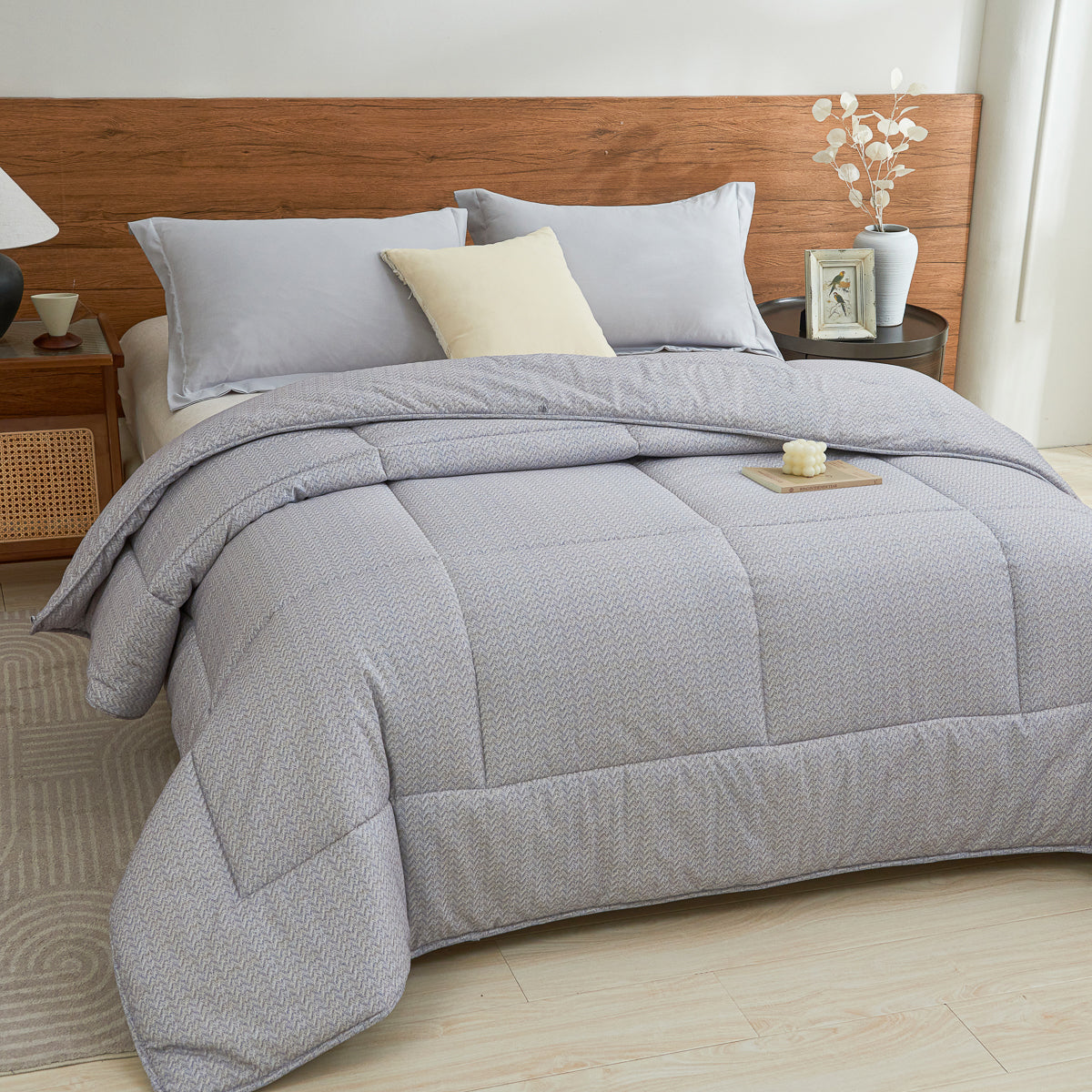 Kappa Microwave Gray Cotton All Season Comforter