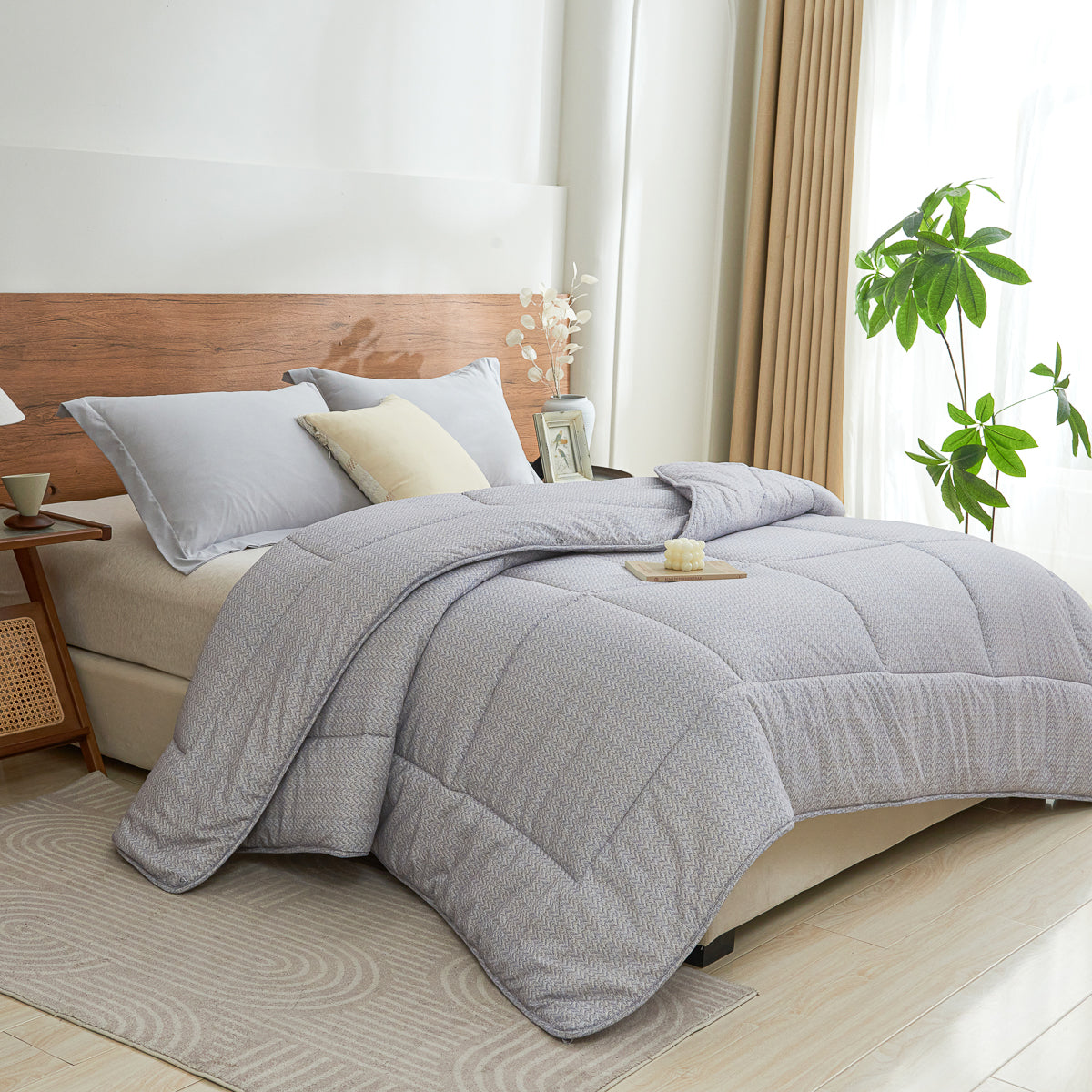 Kappa Microwave Gray Cotton All Season Comforter
