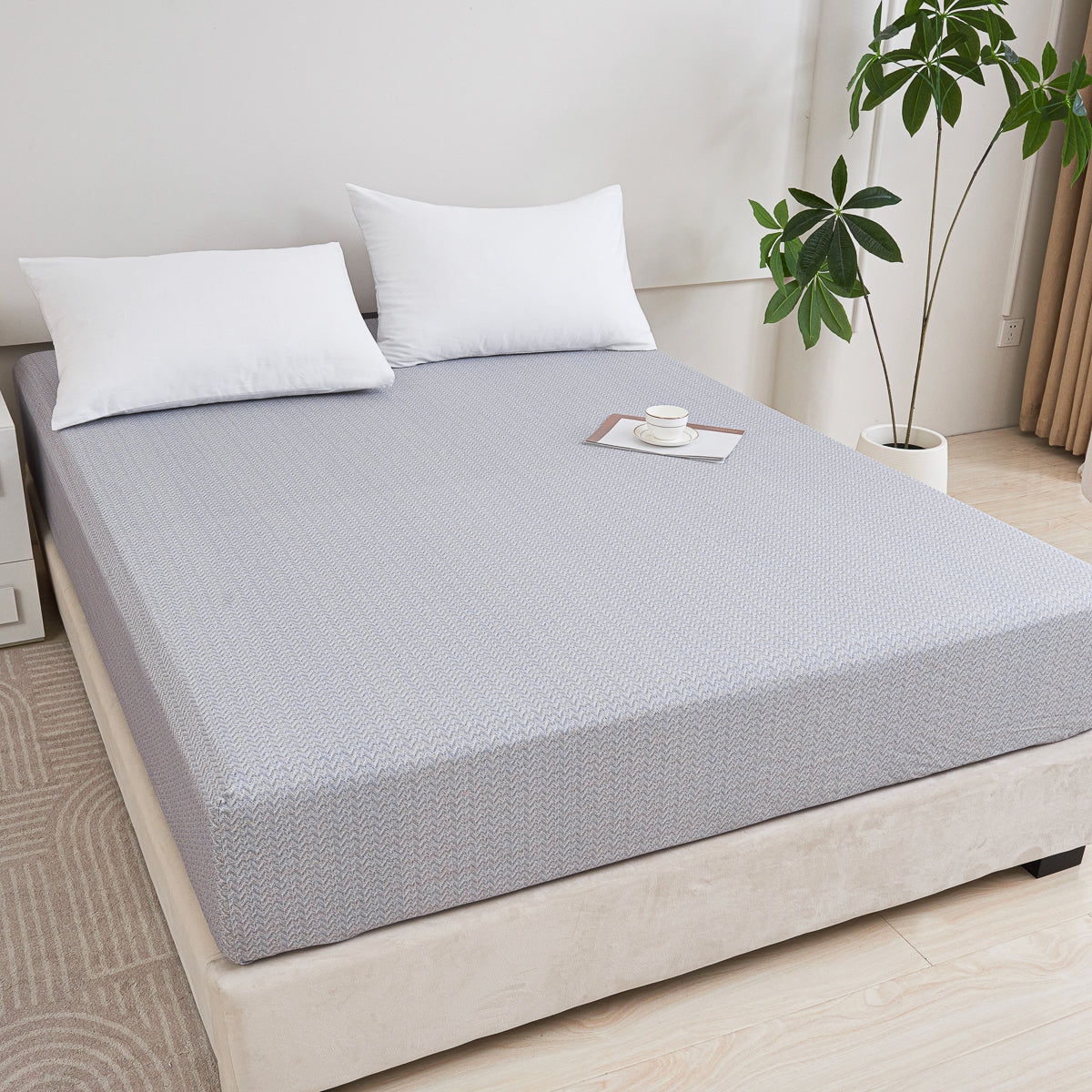 Kappa Microwave Gray Cotton Fitted Sheet