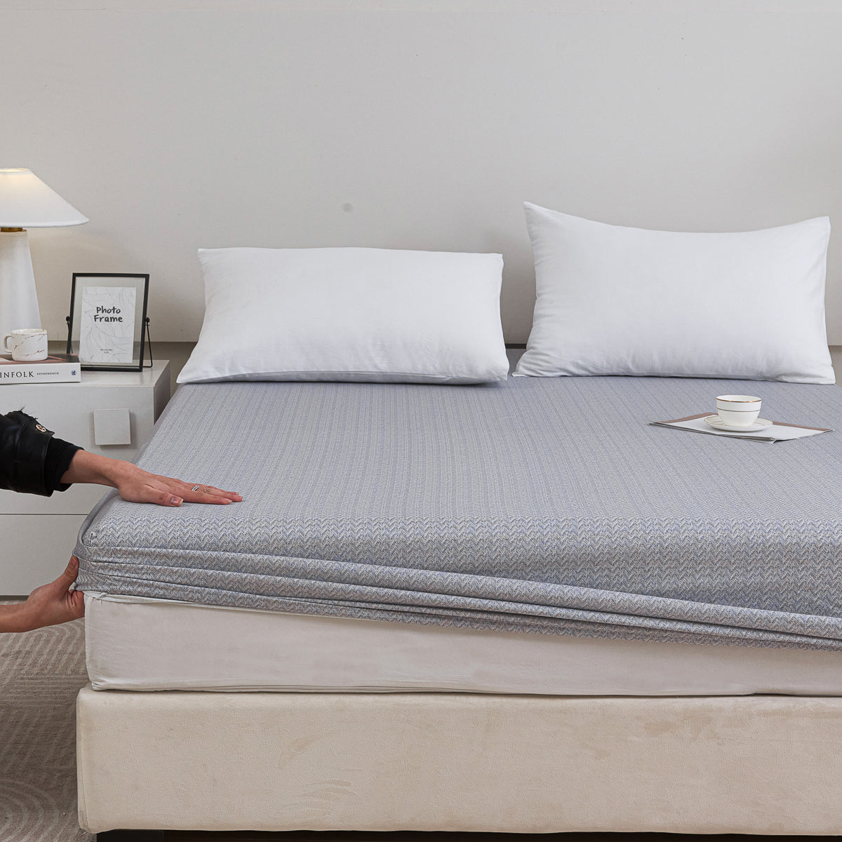 Kappa Microwave Gray Cotton Fitted Sheet