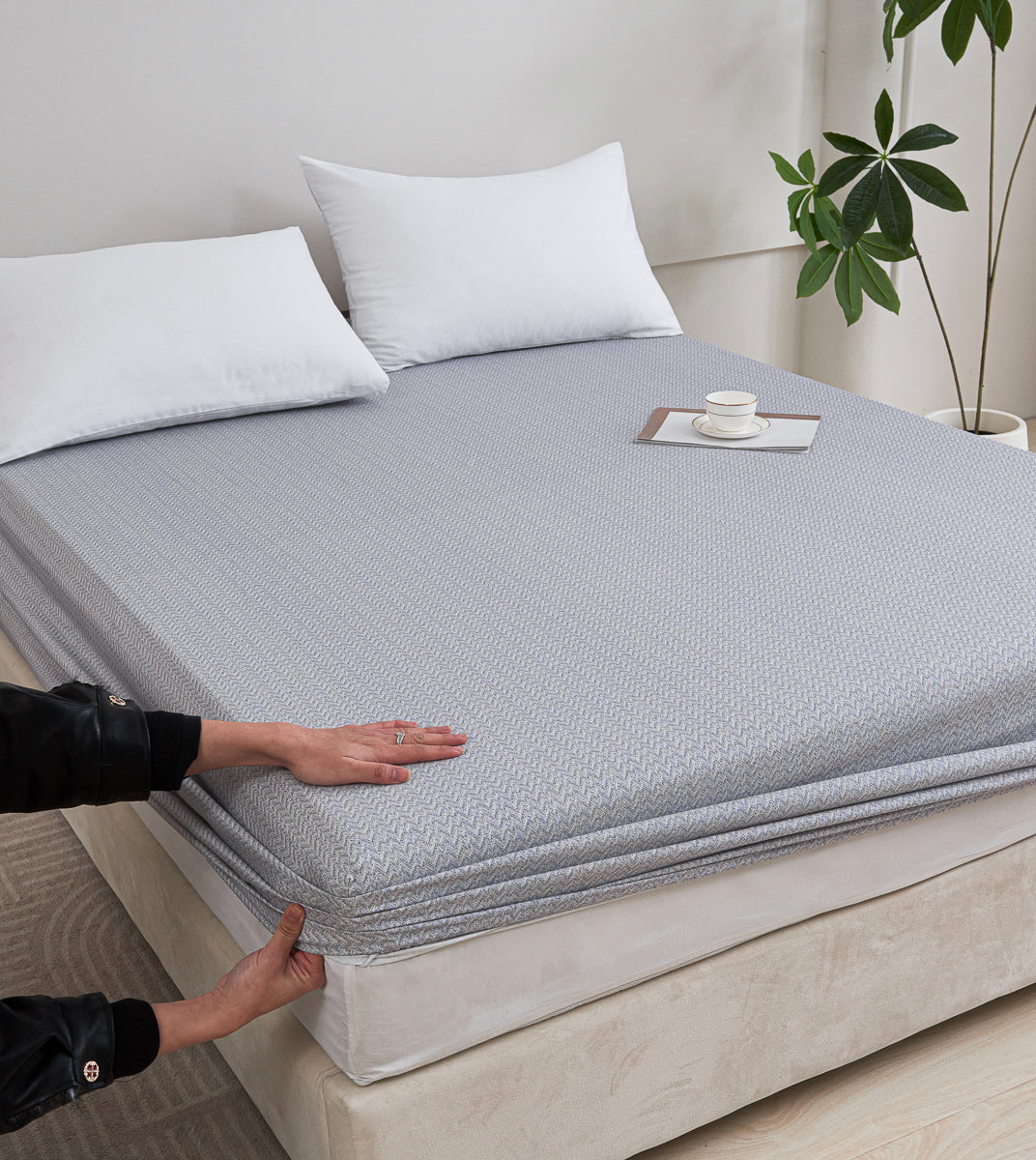 Kappa Microwave Gray Cotton Fitted Sheet