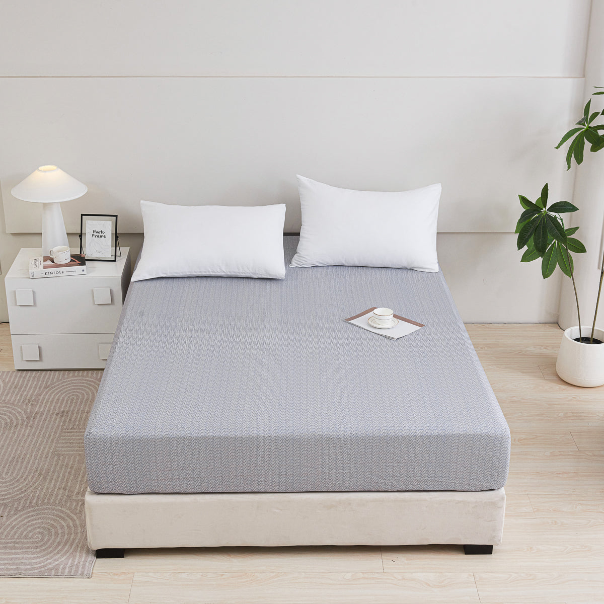 Kappa Microwave Gray Cotton Fitted Sheet