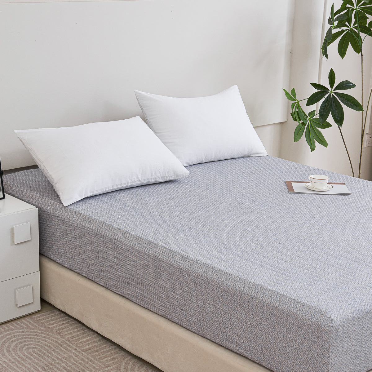 Kappa Microwave Gray Cotton Fitted Sheet