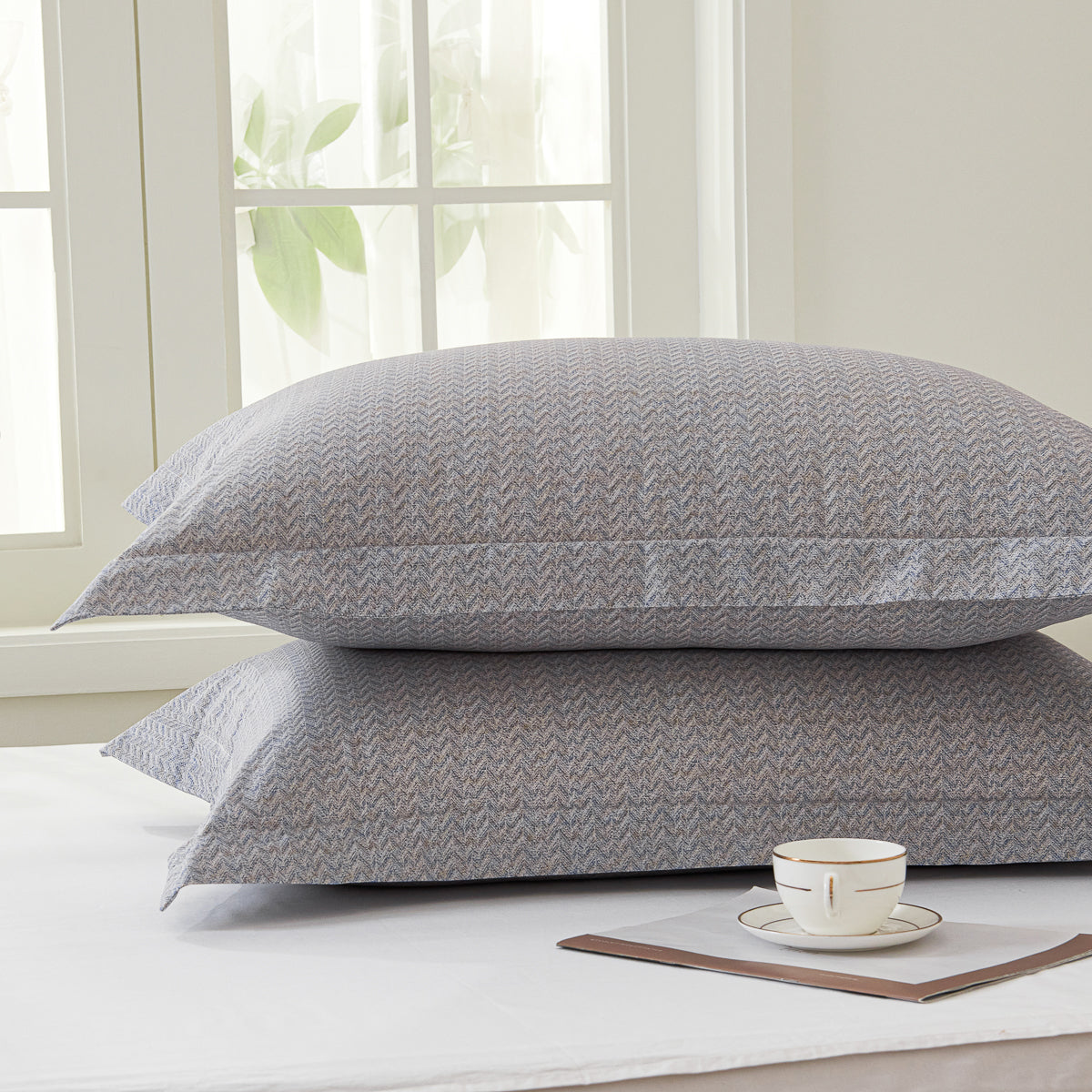 Kappa Microwave Gray Cotton Standard Pillow Sham Set