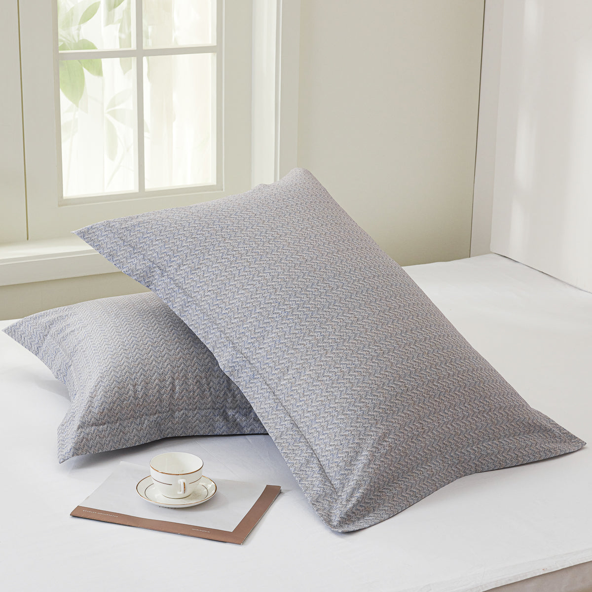 Kappa Microwave Gray Cotton Standard Pillow Sham Set