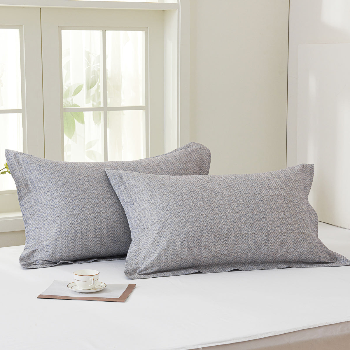 Kappa Microwave Gray Cotton Standard Pillow Sham Set
