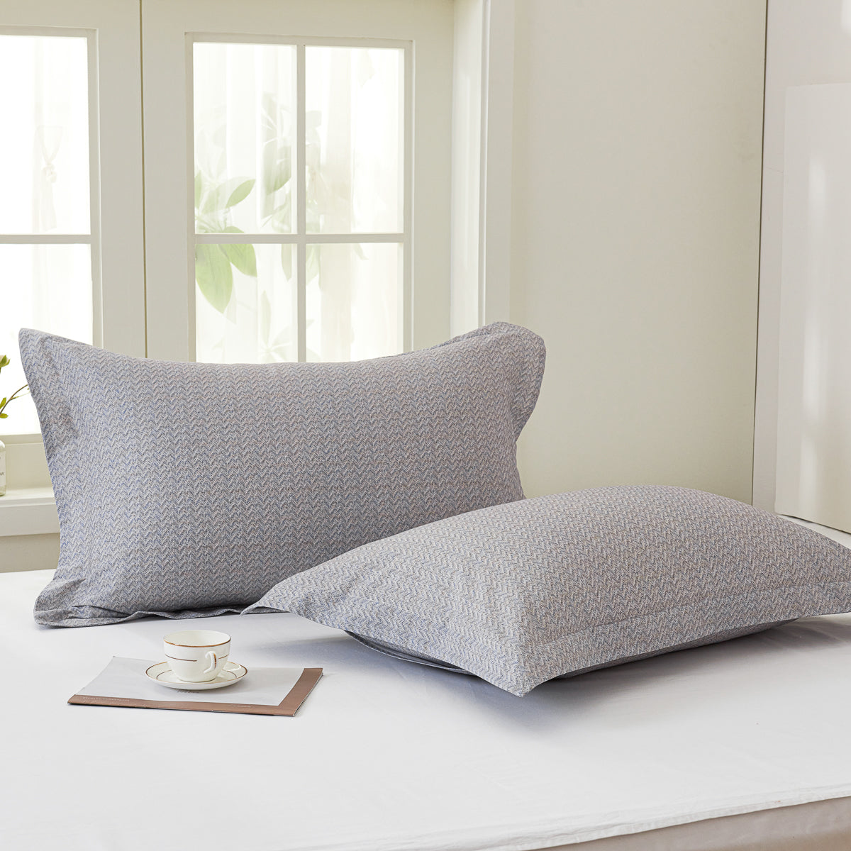 Kappa Microwave Gray Cotton Standard Pillow Sham Set