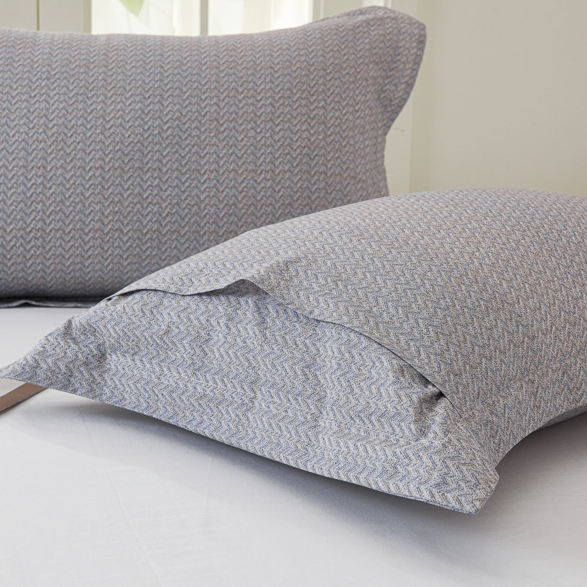 Kappa Microwave Gray Cotton Standard Pillow Sham Set