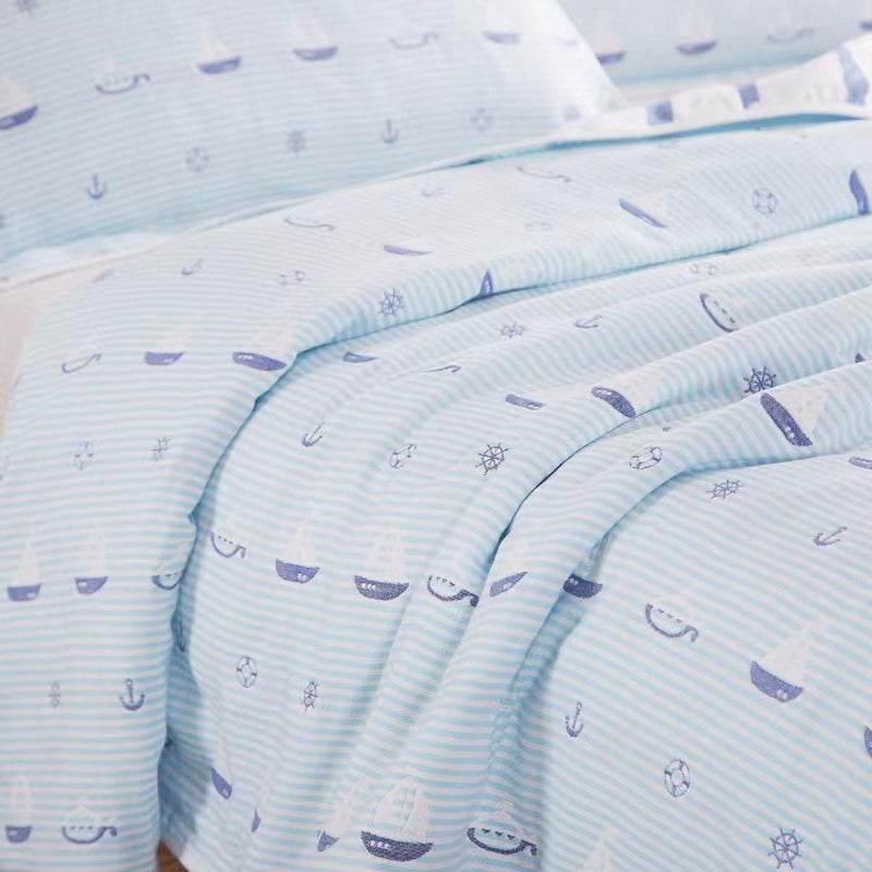 Little Sailboat Cartoon Cotton Baby Blanket