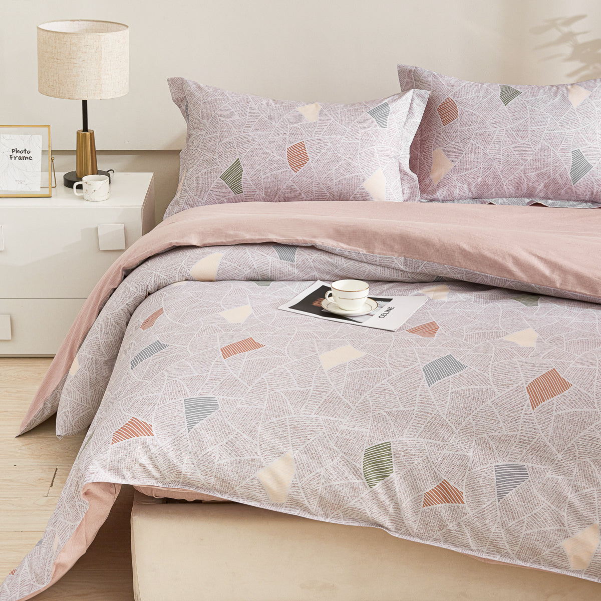 Memory Cotton Fitted Sheet Duvet Cover Set