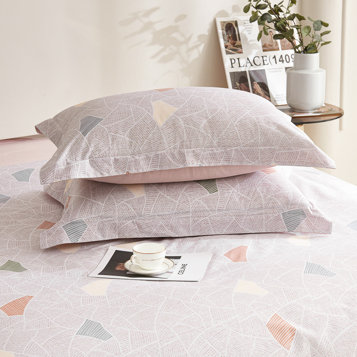 Memory Cotton Fitted Sheet Duvet Cover Set