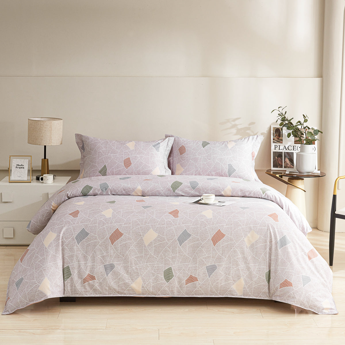 Memory Cotton Fitted Sheet Duvet Cover Set