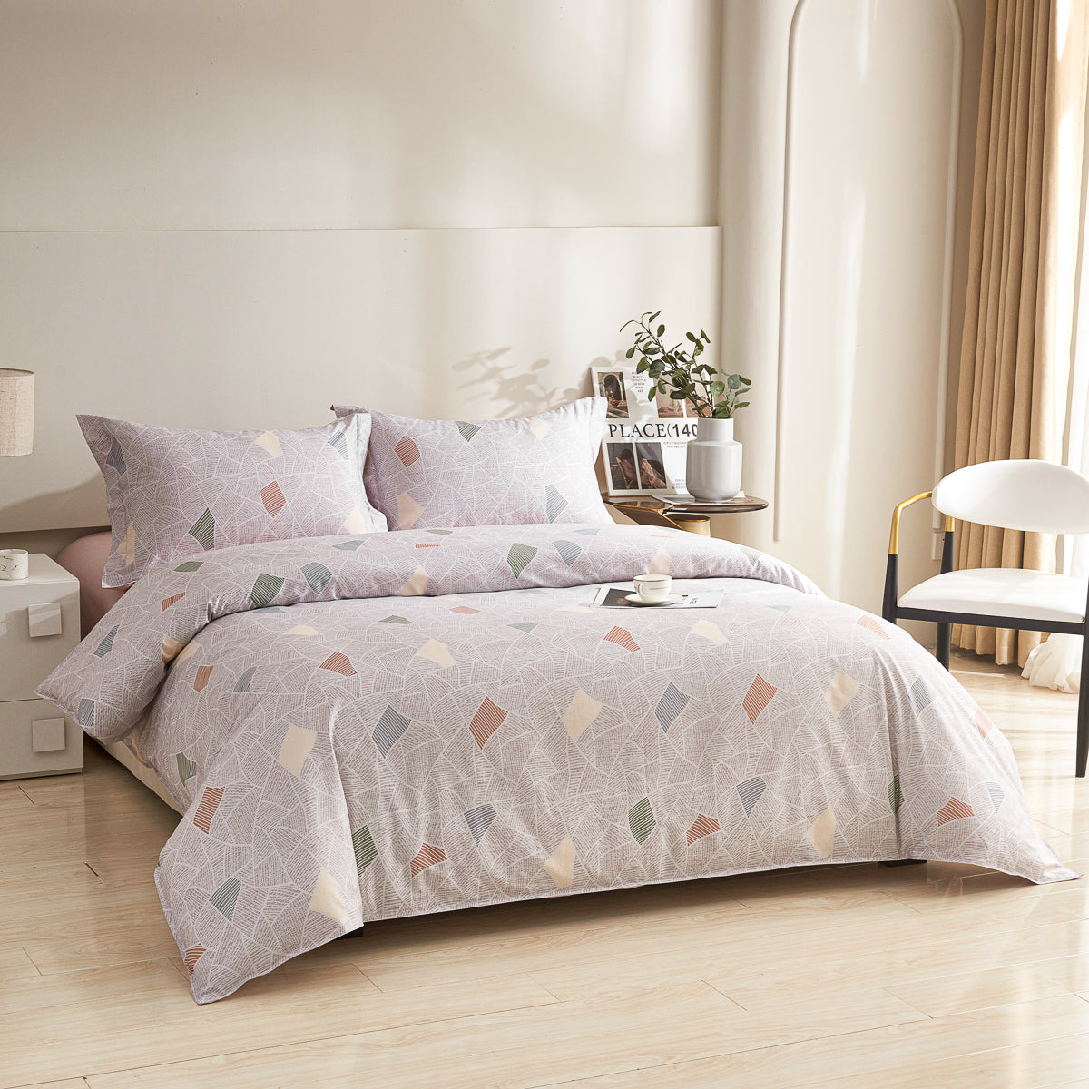 Memory Cotton Fitted Sheet Duvet Cover Set