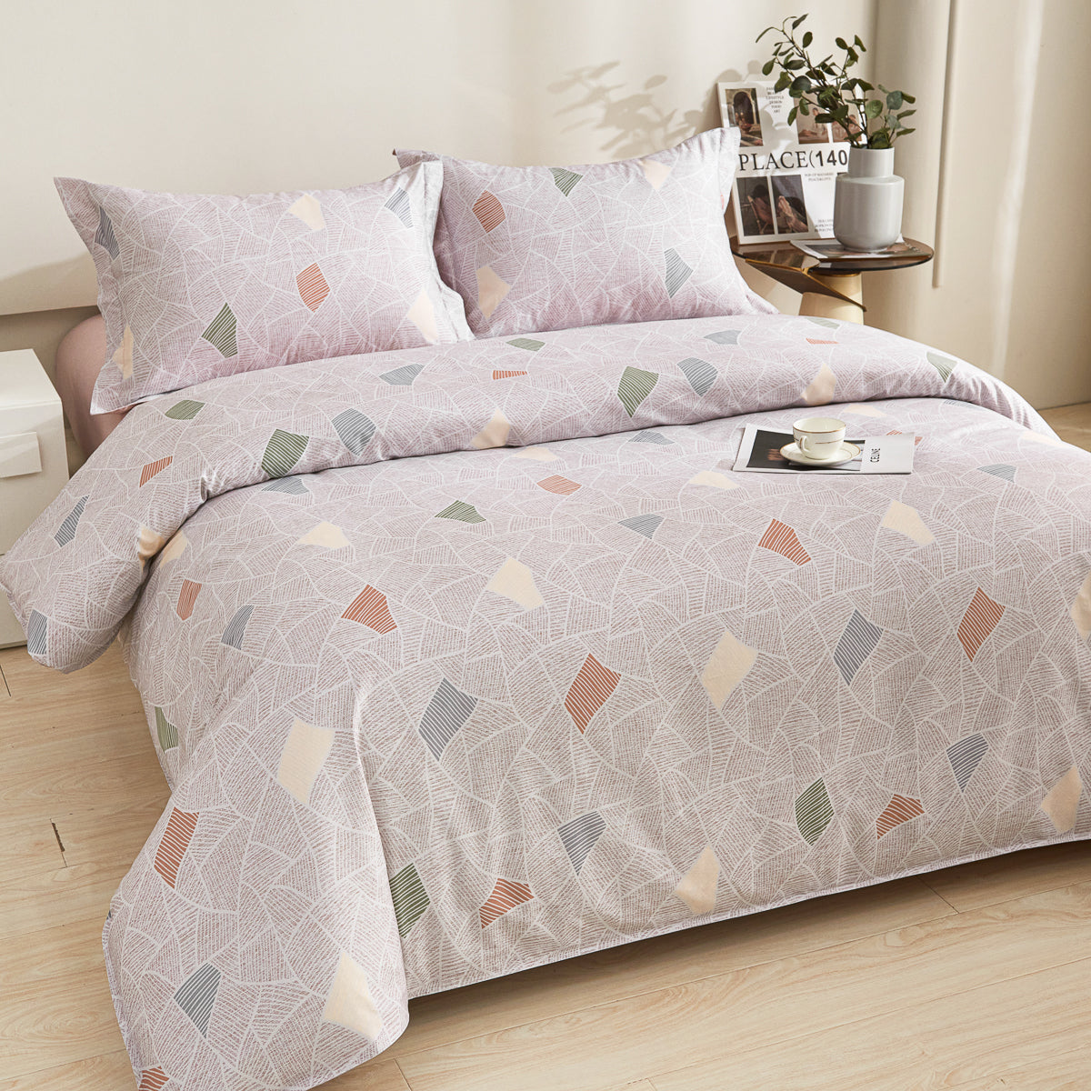 Memory Cotton Fitted Sheet Duvet Cover Set