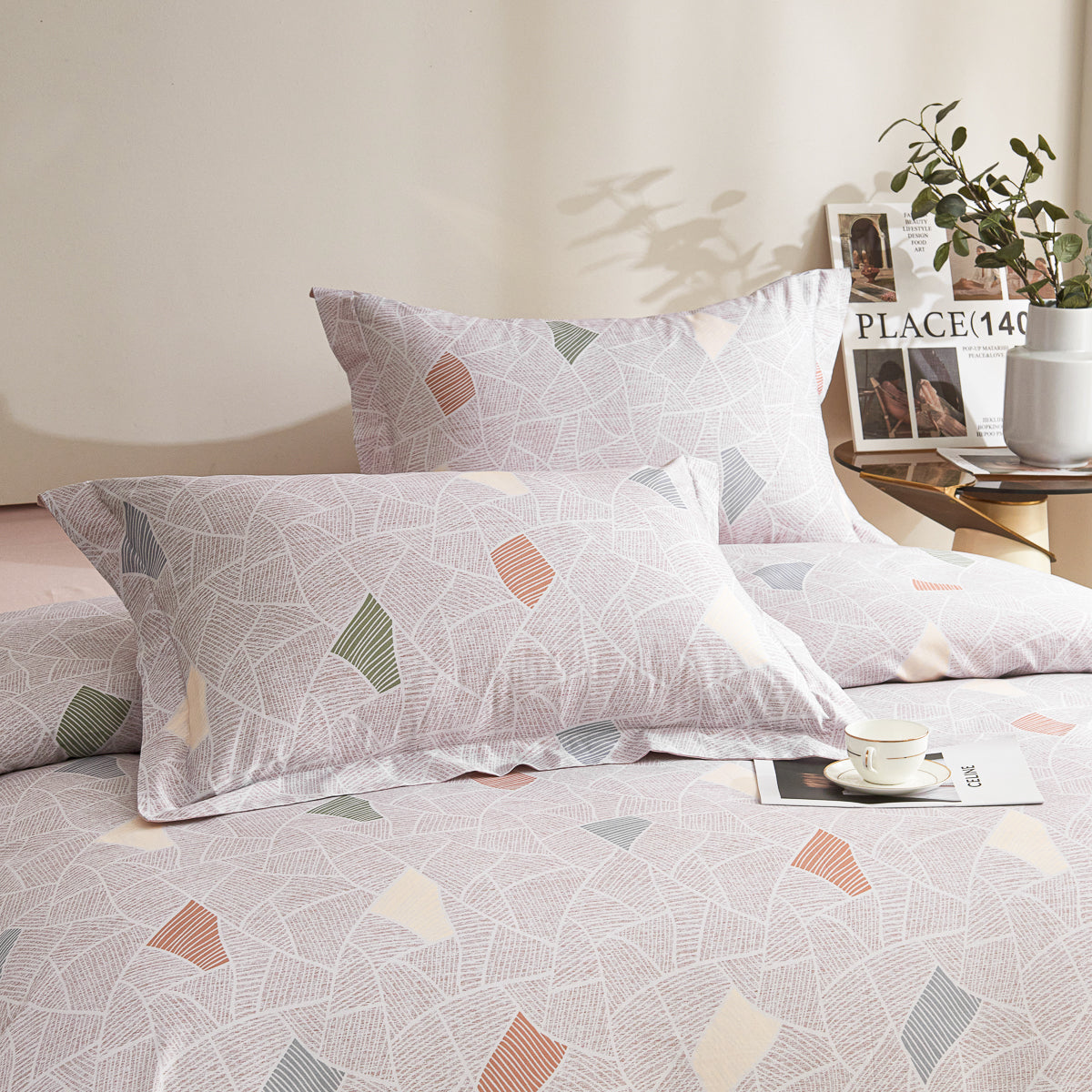 Memory Cotton Fitted Sheet Duvet Cover Set