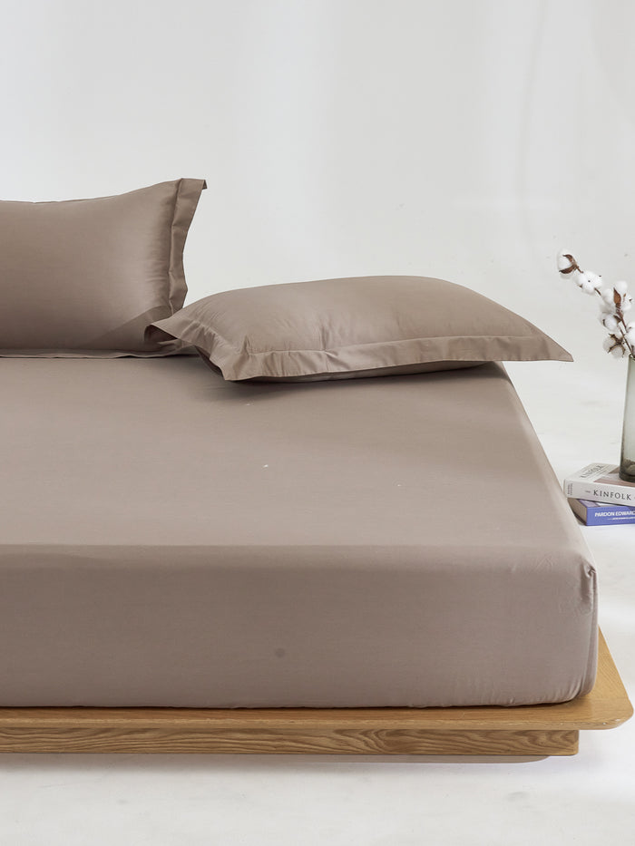 Mousse Brown Premium Cotton Fitted Sheet