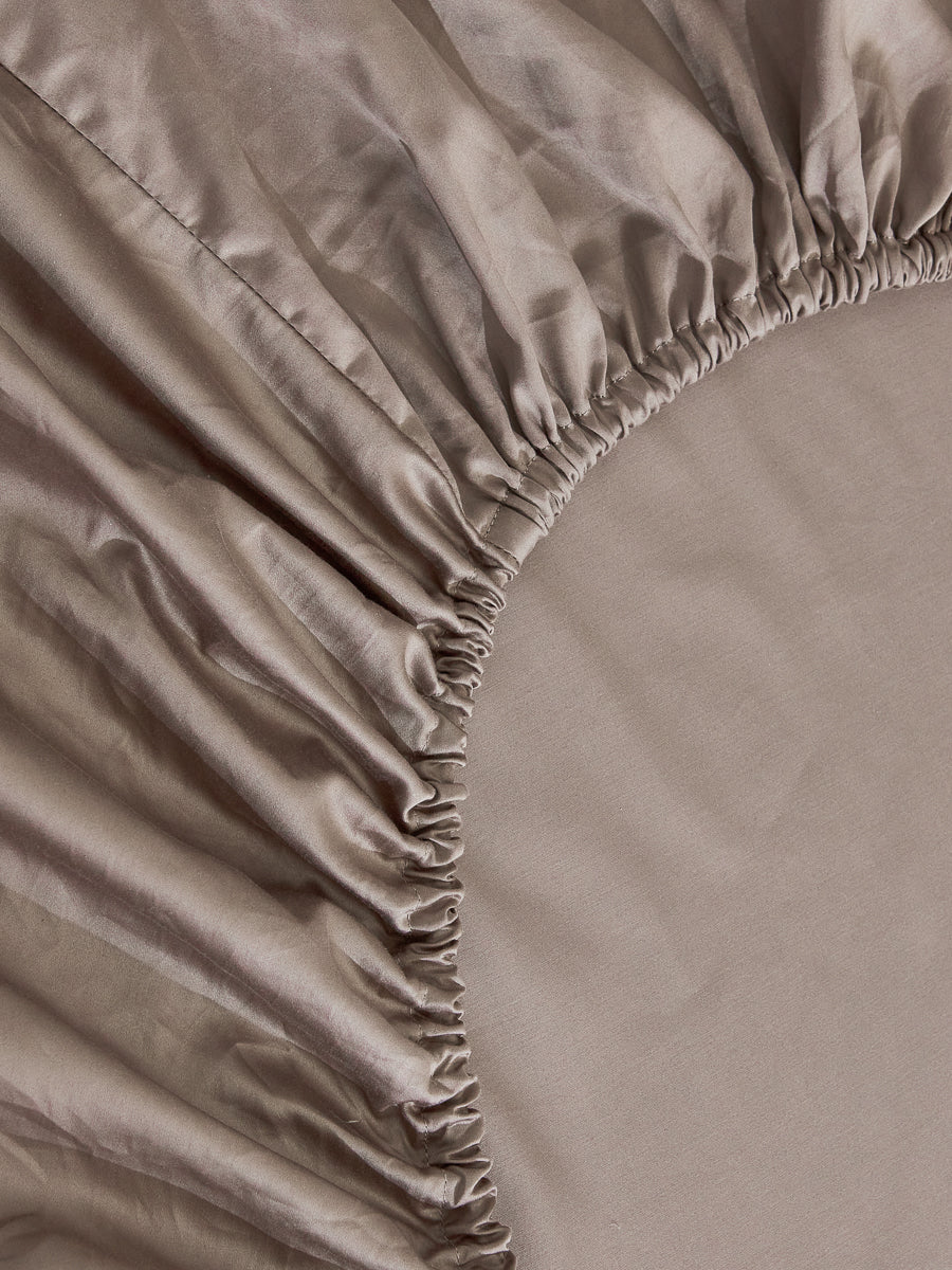 Mousse Brown Premium Cotton Fitted Sheet