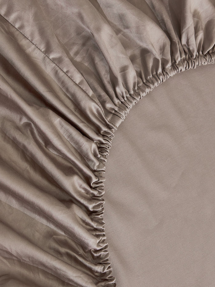 Mousse Brown Premium Cotton Fitted Sheet