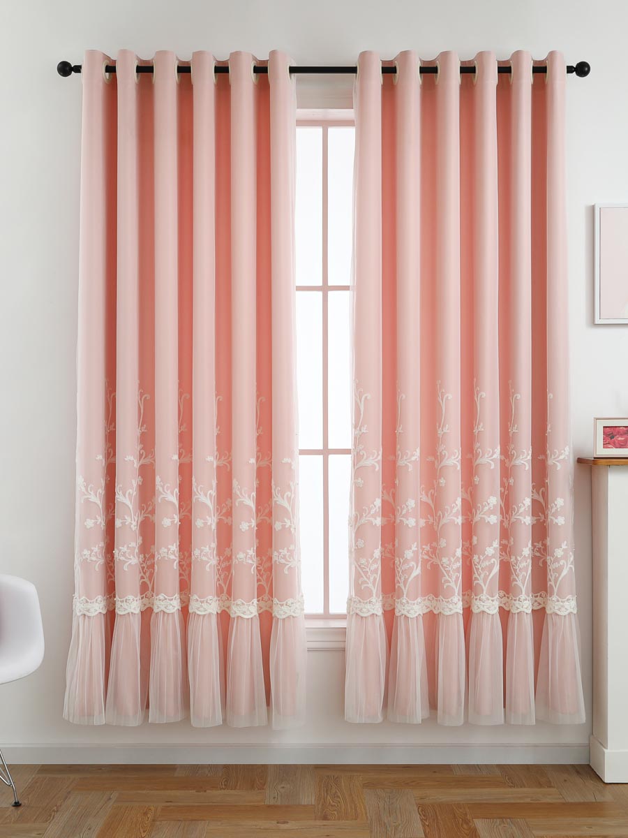 Rosey Breeze Floral Double Layer Curtain