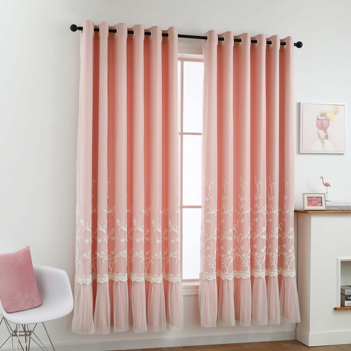Rosey Breeze Floral Double Layer Curtain