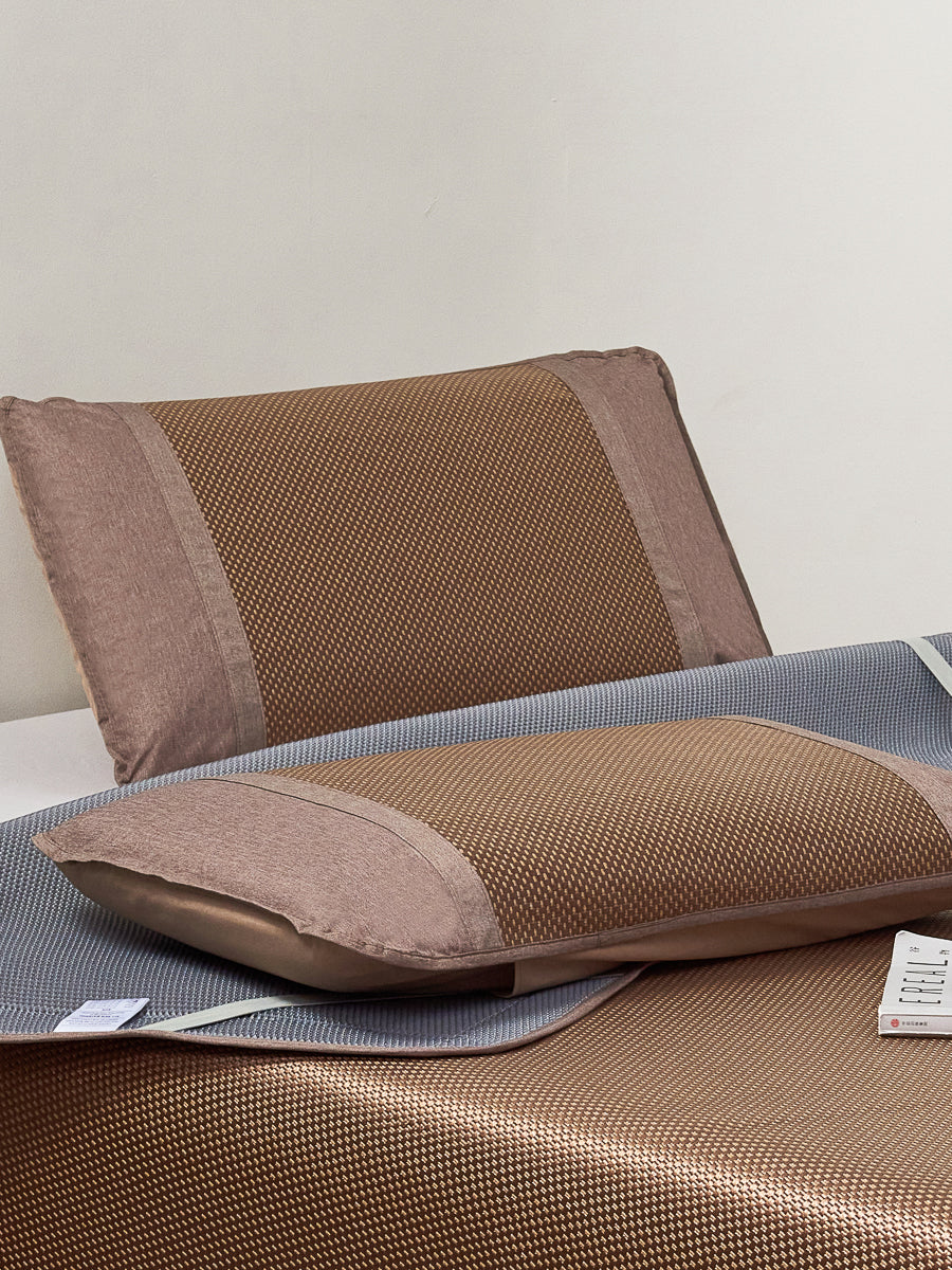 Plaid Bing Si Rattan Pillow Sham (Tan Brown)