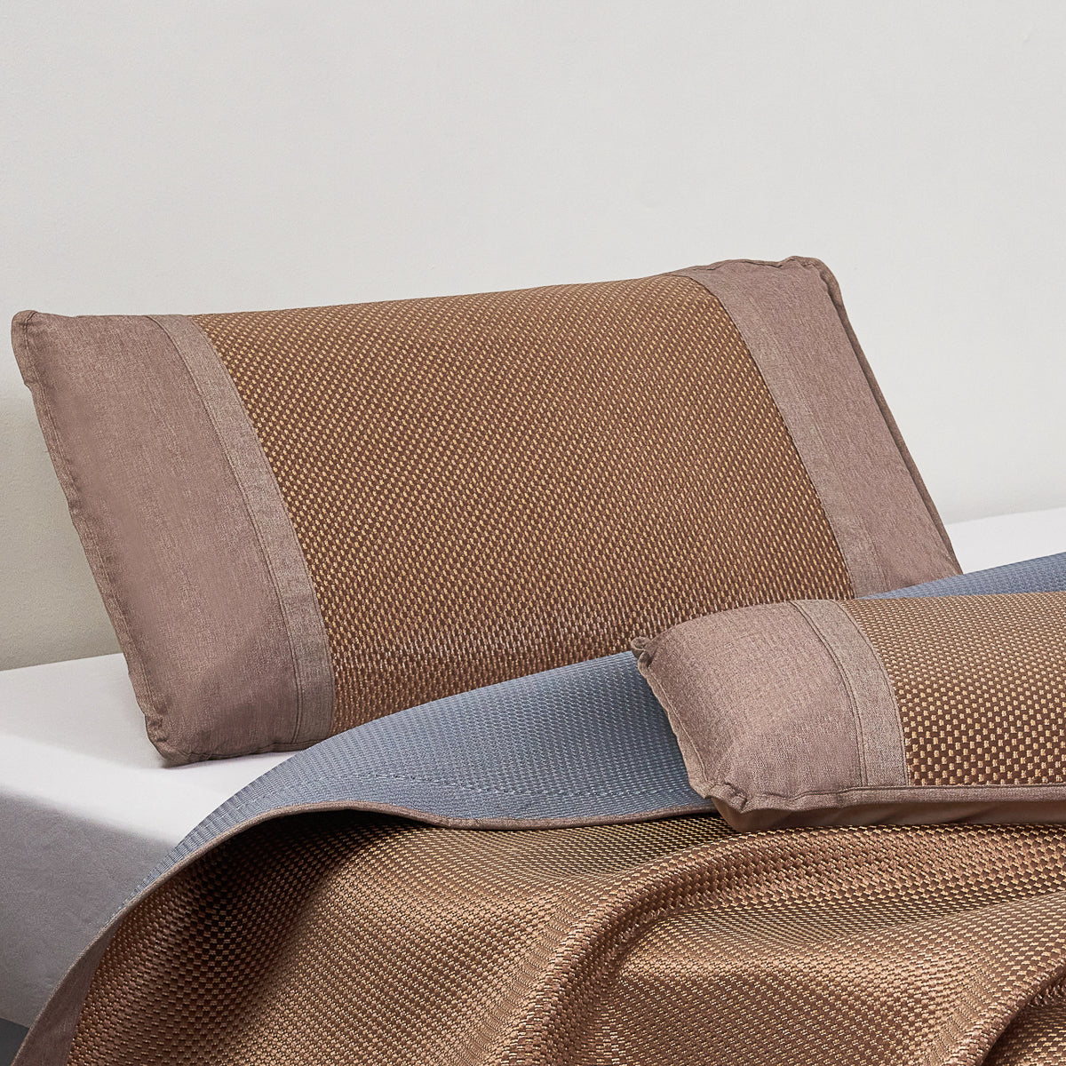 Plaid Bing Si Rattan Pillow Sham (Tan Brown)