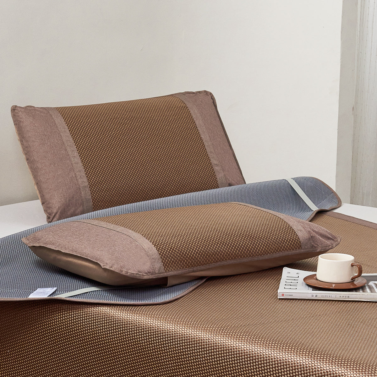 Plaid Bing Si Rattan Pillow Sham (Tan Brown)