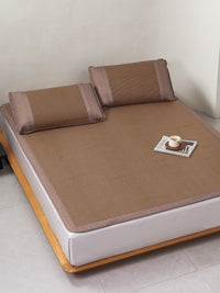 Plaid Bing Si Rattan Summer Mattress Topper Set (Tan Brown)
