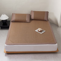 Plaid Bing Si Rattan Summer Mattress Topper Set (Tan Brown)