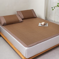 Plaid Bing Si Rattan Summer Mattress Topper Set (Tan Brown)