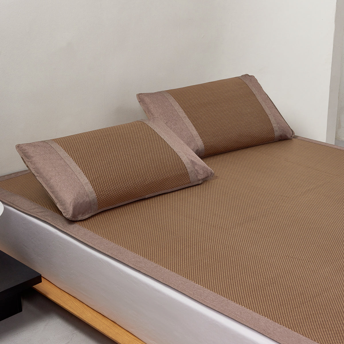 Plaid Bing Si Rattan Summer Mattress Topper Set (Tan Brown)