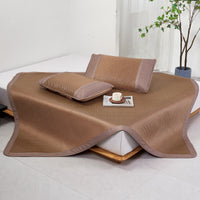 Plaid Bing Si Rattan Summer Mattress Topper Set (Tan Brown)