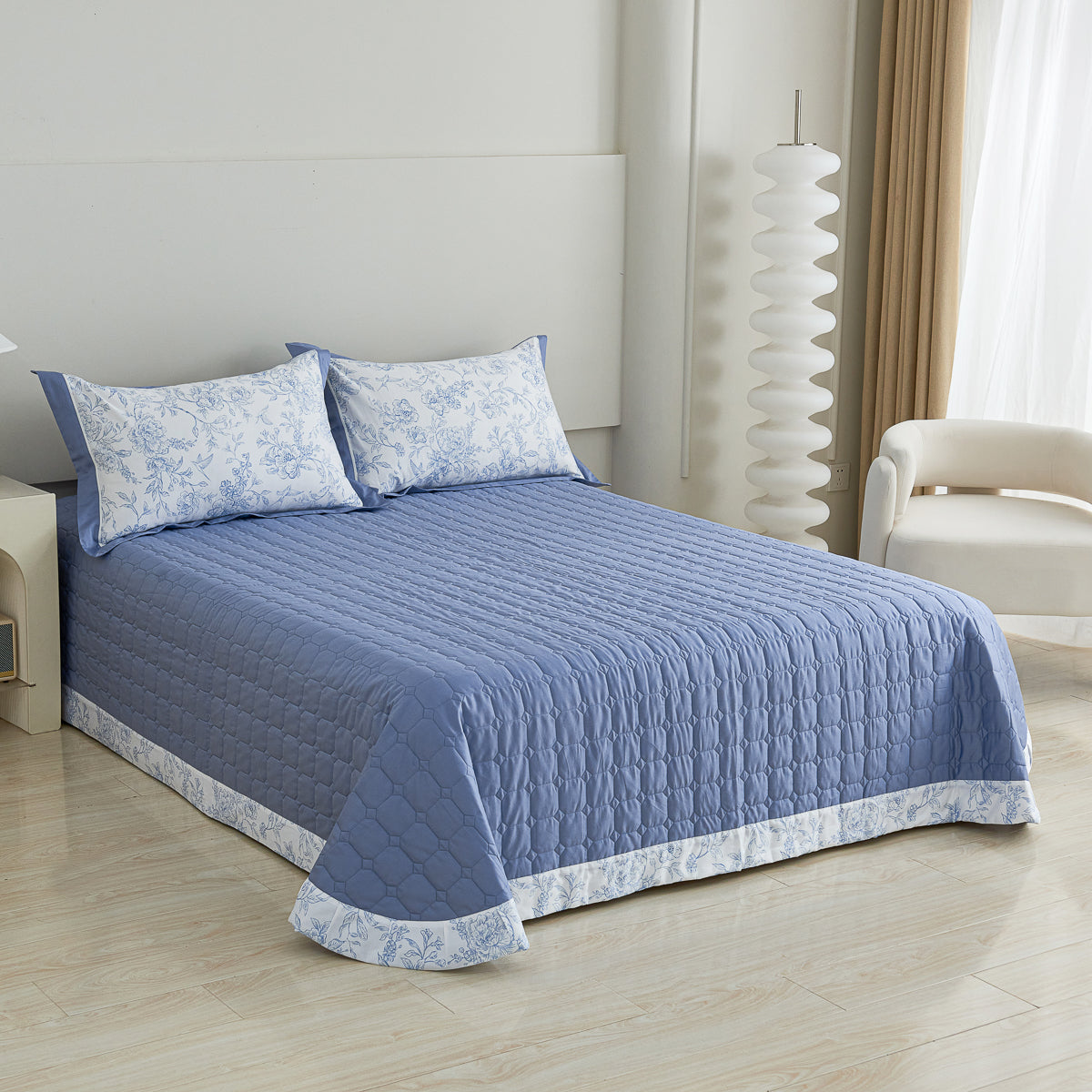Quielan Floral Premium Cotton Bedspread Set