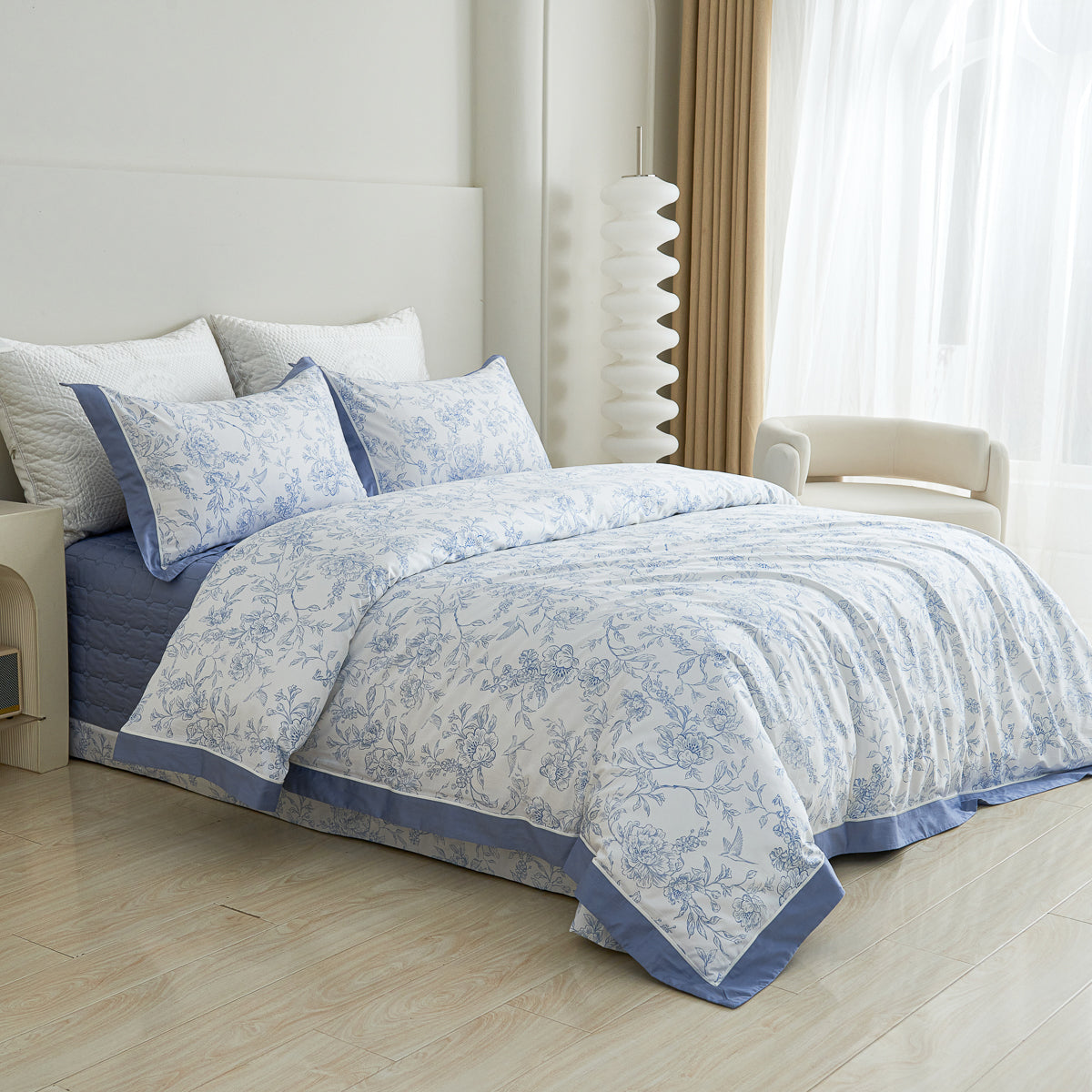 Quielan Floral Premium Cotton Bedspread Set