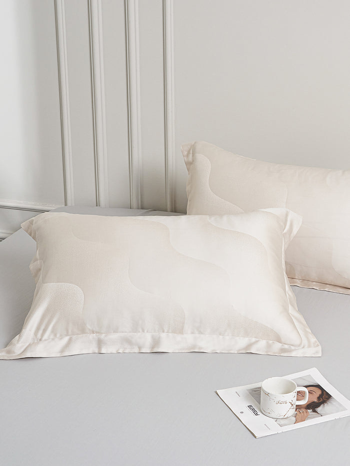 Ripple White TENCEL™ Jacquard Pillow Sham x2P
