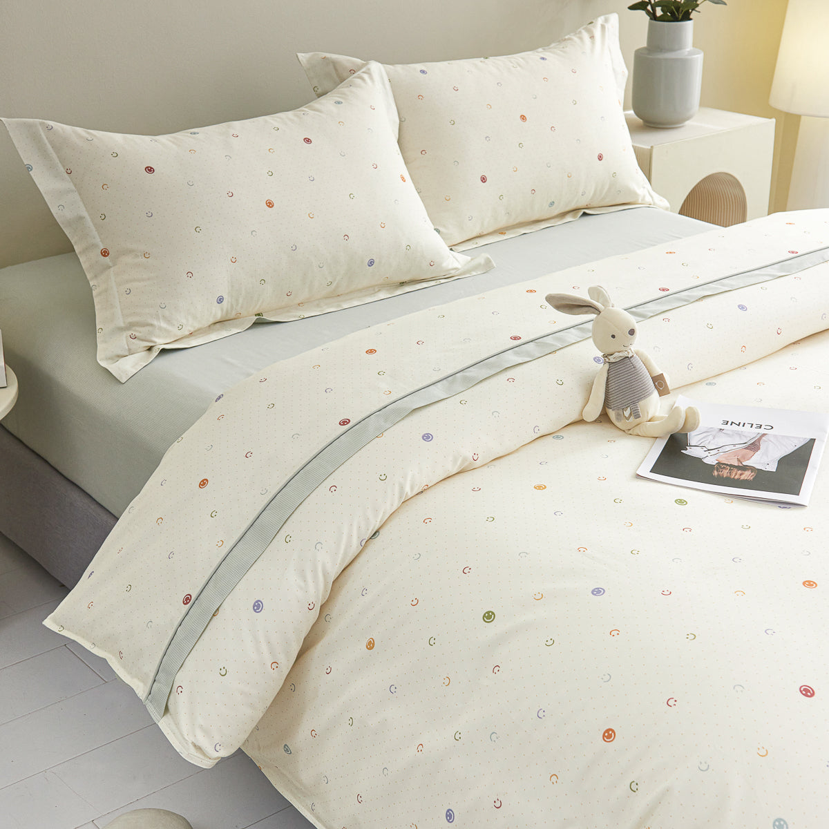 Smizen Cotton Fitted Sheet Duvet Cover Set