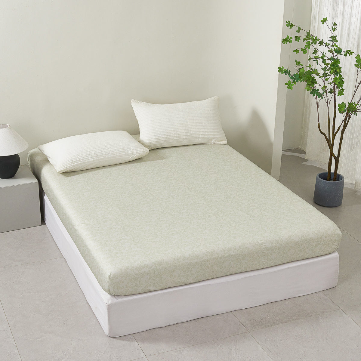 Sprout Jade (Wood) Cotton Fitted Sheet