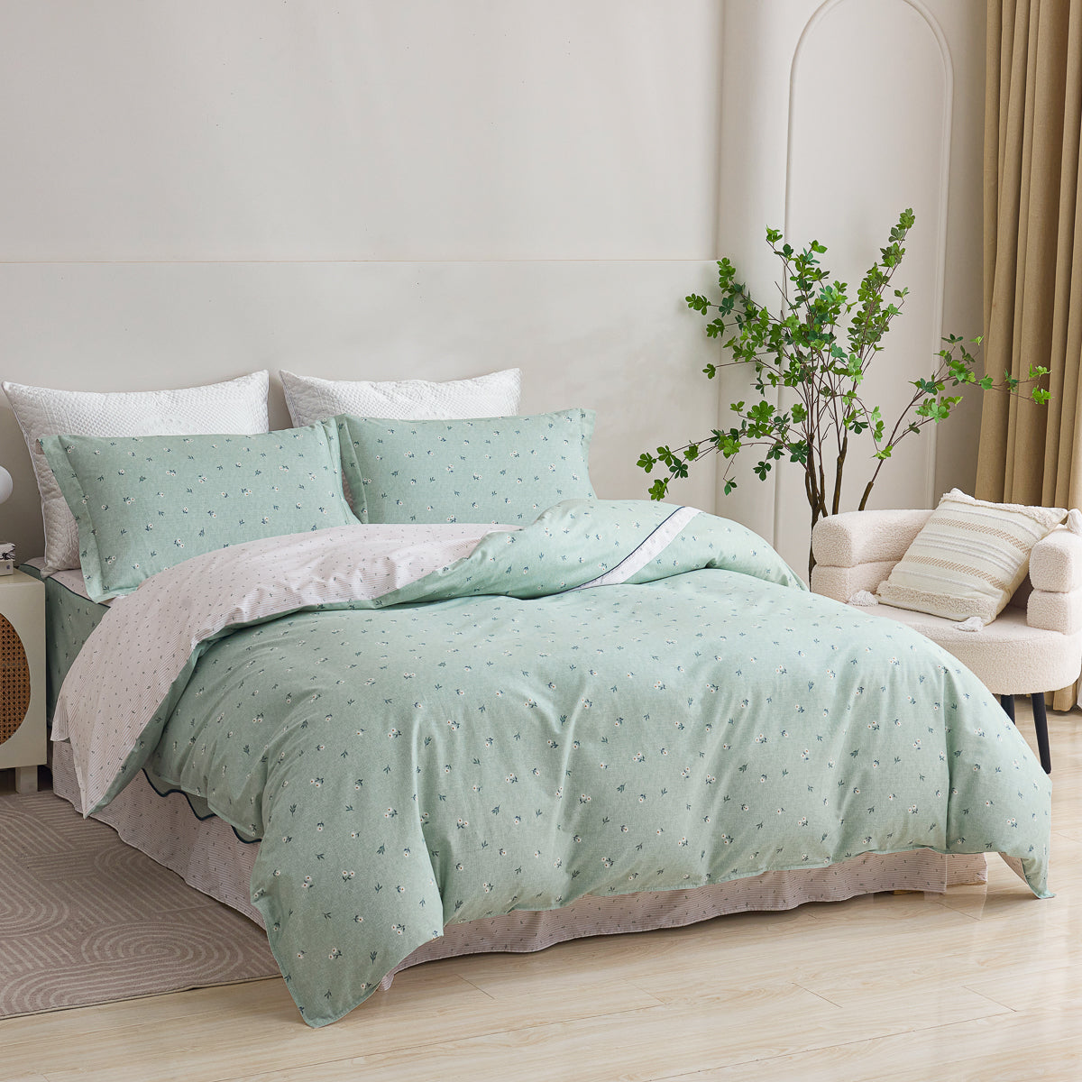 Sunflower Cotton Bedskirt Duvet Cover Set