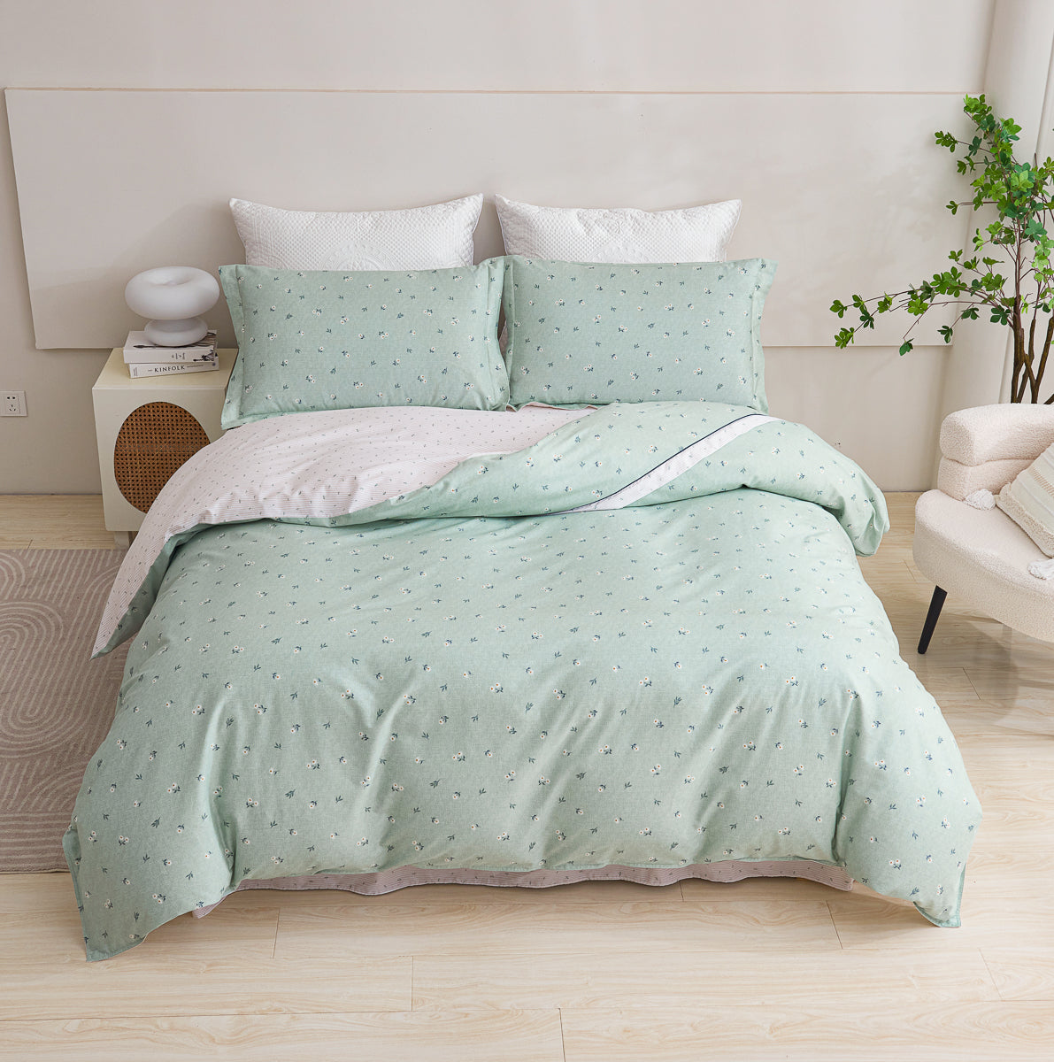 Sunflower Cotton Bedskirt Duvet Cover Set