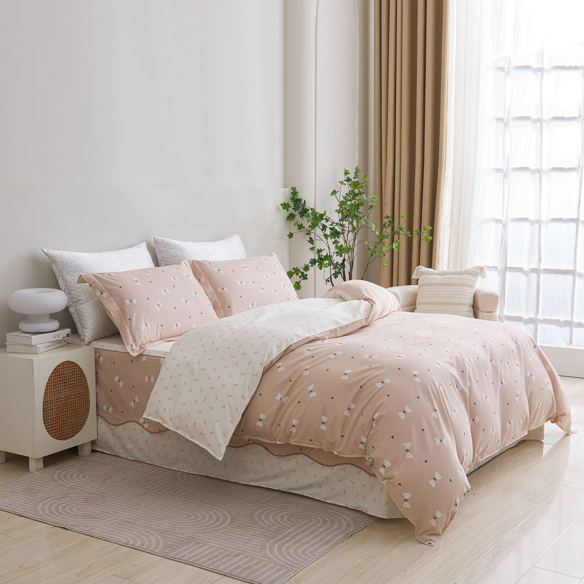 Vivian Cotton Bedskirt Duvet Cover Set