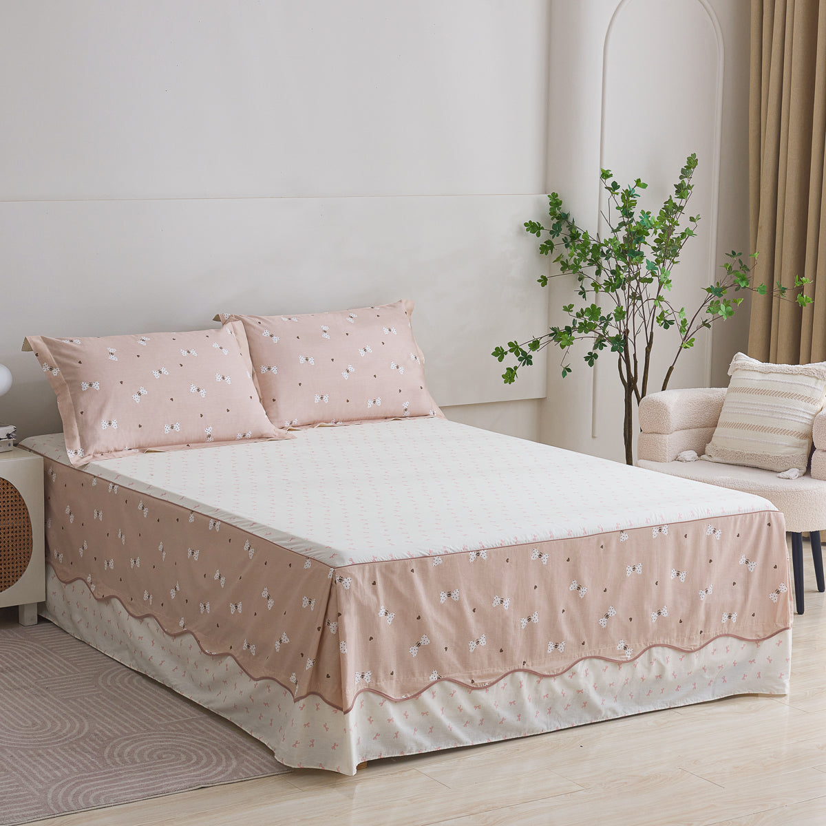 Vivian Cotton Bedskirt Duvet Cover Set