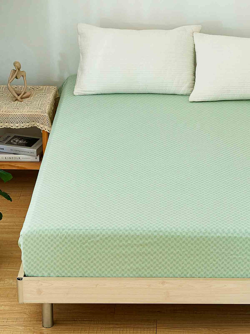 Xi Matcha Green Pattern Cotton Fitted Sheet