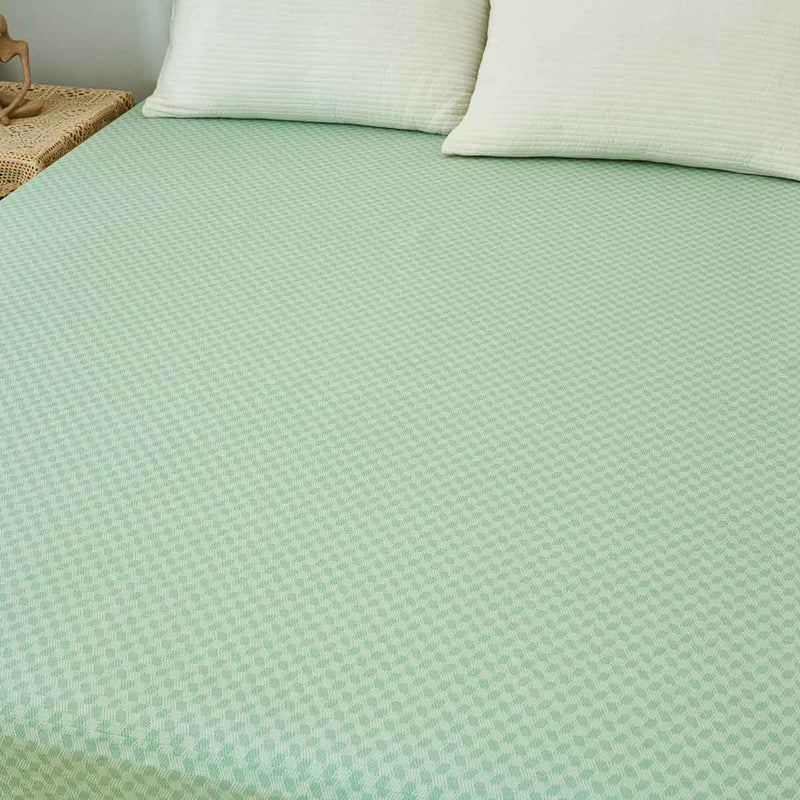 Xi Matcha Green Pattern Cotton Fitted Sheet