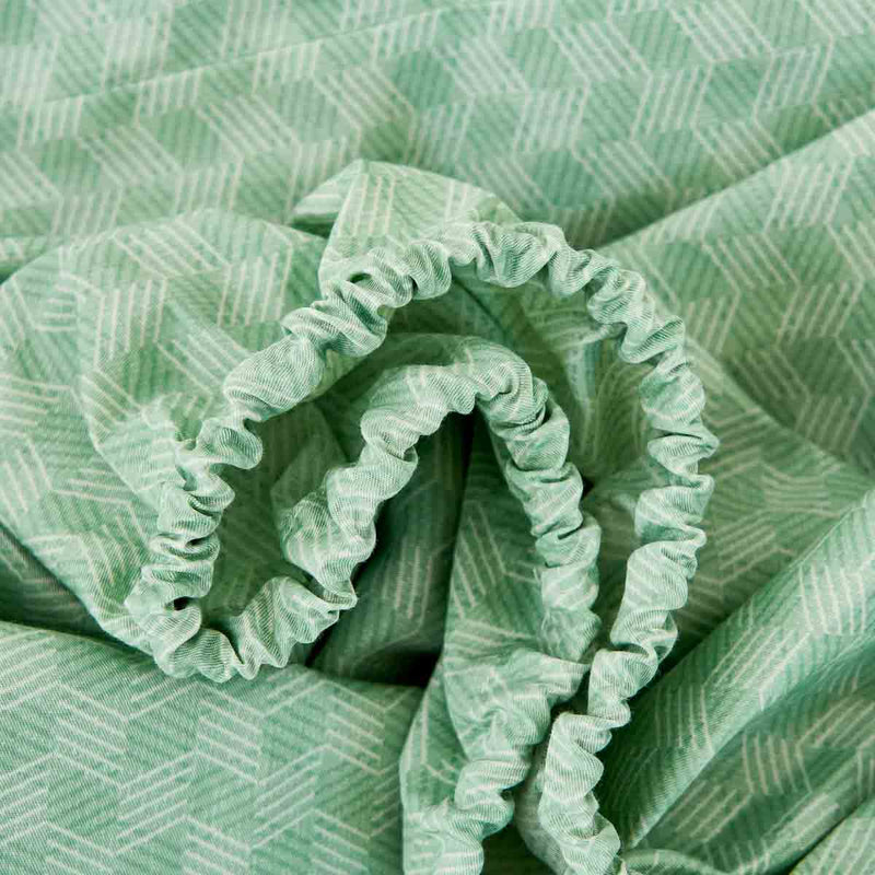 Xi Matcha Green Pattern Cotton Fitted Sheet