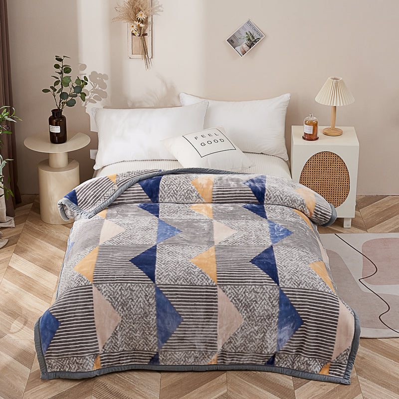 Triangle Blue Geometric Winter Blanket (Twin size)