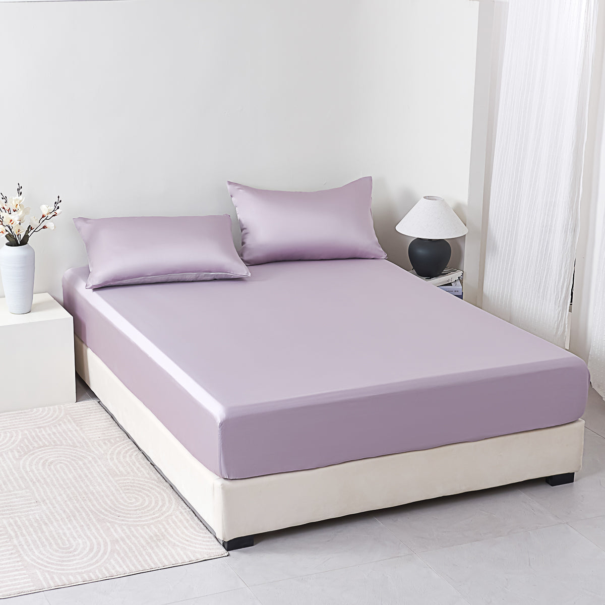 Starry Purple Solid Color Tencel™ Fitted Sheet