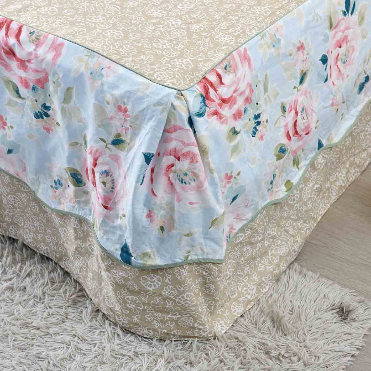 Ardice Floral Cotton Bedskirt Duvet Cover Set