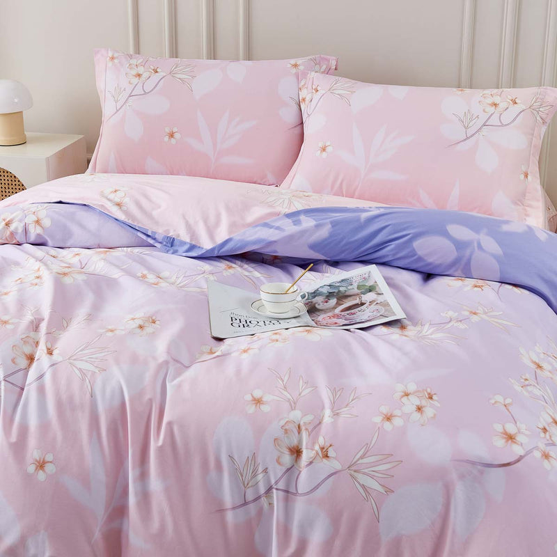 Bria Floral Cotton Bedskirt Duvet Cover Set