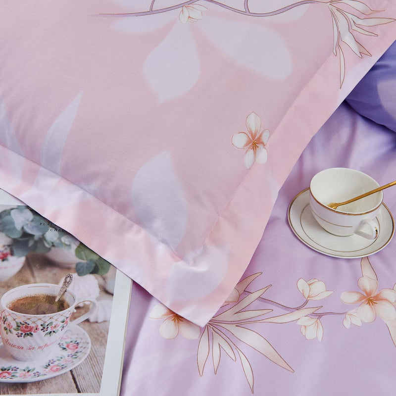 Bria Floral Cotton Bedskirt Duvet Cover Set