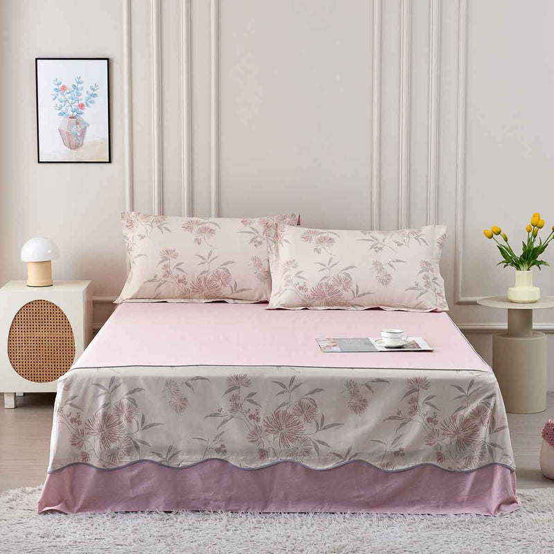 Leia Floral Cotton Bedskirt Duvet Cover Set